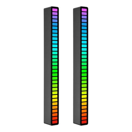 

RGB Sound Control Rhythm Lights 2 PCS 32 18 Colors Audio Spectrum Mode 5 Levels of Speed 4 Levels of Brightness TYPE-C USB Portable Voice Activated for Car Gaming Room Decoration Desktop