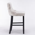 thumbnail image 5 of Set of 2 Contemporary Velvet Upholstered Wing-Back Barstools with Wooden Legs, Bar Chairs with Chrome Nailhead Trim and Button Tufted Decoration, Bar Stools for Kitchen Island Dining Room Pub, Beige, 5 of 9