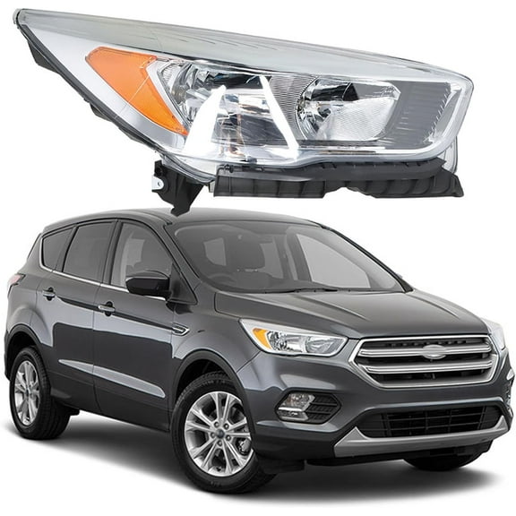 LABLT Headlight For 2017-2019 Ford Escape Halogen w/o LED DRL Accent Chrome Right Side