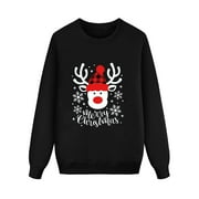 STORMDOING Christmas Long Sleeve Letter Print Hoodless Pullover Sweatshirt Blouse Xmas Holiday Family Matching Outfit Pajamas Family Set Matching Christmas Christmas Pajamas Family of 7