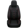 thumbnail image 3 of 1Pcs Car Seat Covers with Waterproof Pu Leather, Airbag Compatible Automotive Vehicle Cushion Cover Universal fit for Most Cars (Black&Red), 3 of 5