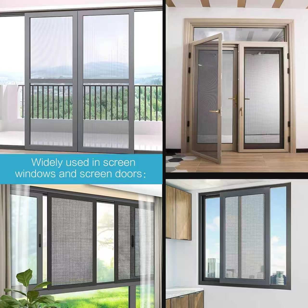 Window Screen Roll with Stainless Steel Mesh 24x48 FT, Black High-Transparency Screen Replacement for Doors Patios Porches, DIY Friendly