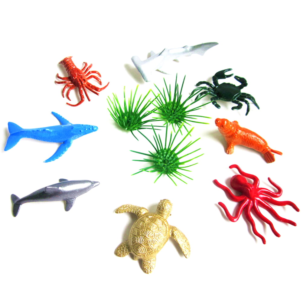 8pcs Marine Life Sea Animal Set Shark Kids Gift Dolphin Turtle Crab Model Toy JB 