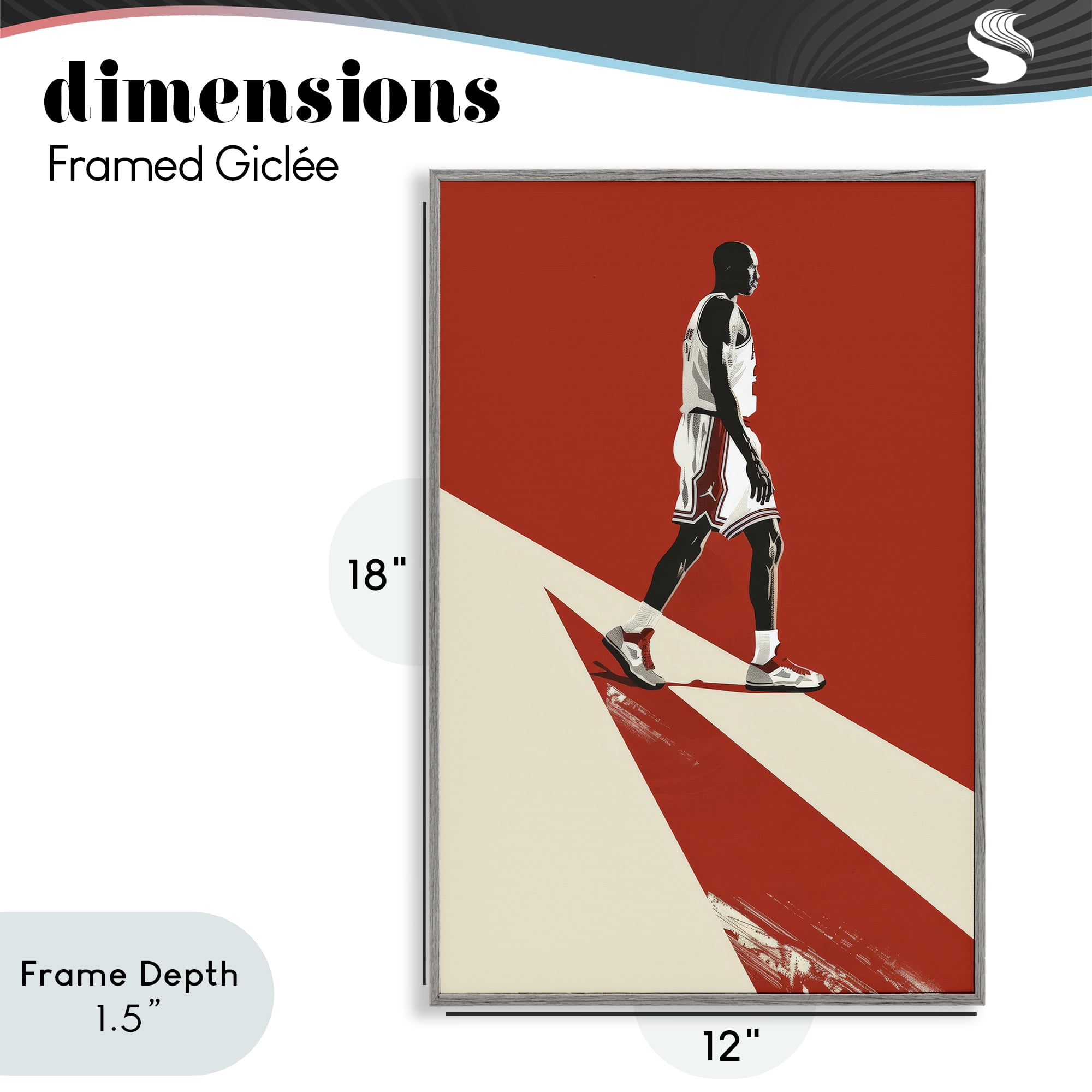 Stupell Industries Retro Basketball Legend Gray Framed Giclee Art, design by Ray Powers