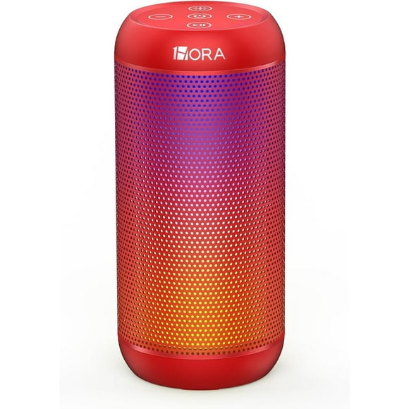 Bocina Bluetooth Portátil Hora Rojo con Iluminación RGB Ajustable y Emparejamiento Dual TWS multicolor