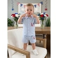 thumbnail image 6 of Loicainy Baby Boy Flag Outfit 4th of July Loose Fit Button Down Shirt  Shorts Set Patriotic Toddler Independence Day Clothes 6 12 18 24 Months 2T 3T 4T, 6 of 9