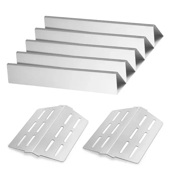 Weber Genesis 300 Series Grill Replacement Flavorizer Bars and Heat Deflectors 17 Inch Stainless Steel Thick Heat Plates 7 Pack for E310 E320 E330 S310 S320 S330
