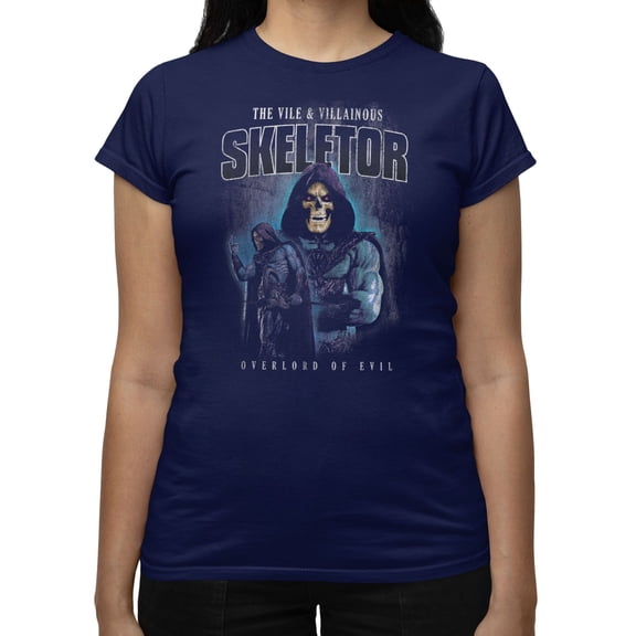Masters Of The Universe Movie Vile And Villanous Skeletor Women's T Shirt (Navy, S-XXL)