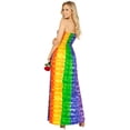 thumbnail image 2 of LA LEELA Women's Summer Beach Maxi A-Line LGBTQ Pride Flag Rainbow Stripe Slit Party Strapless Tube Top Dress One Size Multi, Stripes, 2 of 5