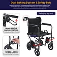 thumbnail image 3 of Fauteuil Roulant de Transport Pliable avec Freins à Main Doubles, Fauteuil Roulant Léger à Siège Grand de 19 Pouces avec Roues Arrière de 8 Pouces, Supporte jusqu'à 220 Lb, 3 of 9