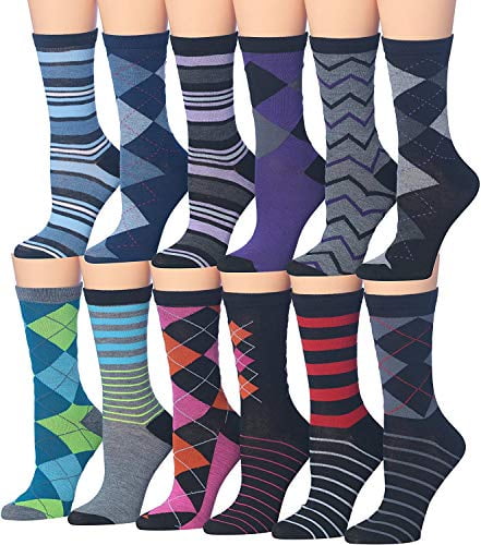 Colorfut Women's 12 Pairs Colorful Patterned Crew Socks WC44-AB ...