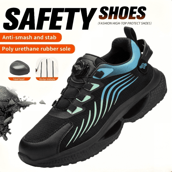 Steel Toe Shoes for Men Comfortable Breathable Safety Sneakers, Lightweight Wide Work Shoes with Durable Soft Sole