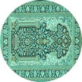 thumbnail image 1 of Ahgly Company Machine Washable Indoor Round Persian Turquoise Blue Traditional Area Rugs, 7' Round, 1 of 4