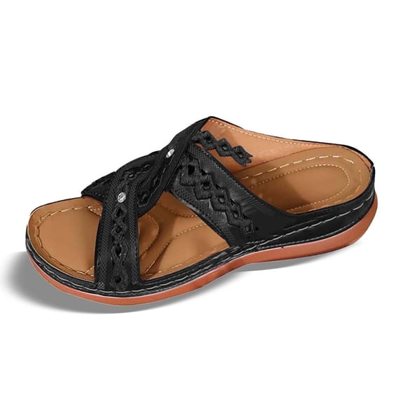 Wovix Slippers For Women Arch Support Sandals Comfortable Open Toe Dress Flats Walking Shoes Summer Indoor Outdoor Shoes