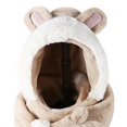thumbnail image 7 of Women'S Hooded Scarf with Glove Pockets Hoodie Hat Cute Animal Soft Warm Winter Plush Hat Khaki, 7 of 7