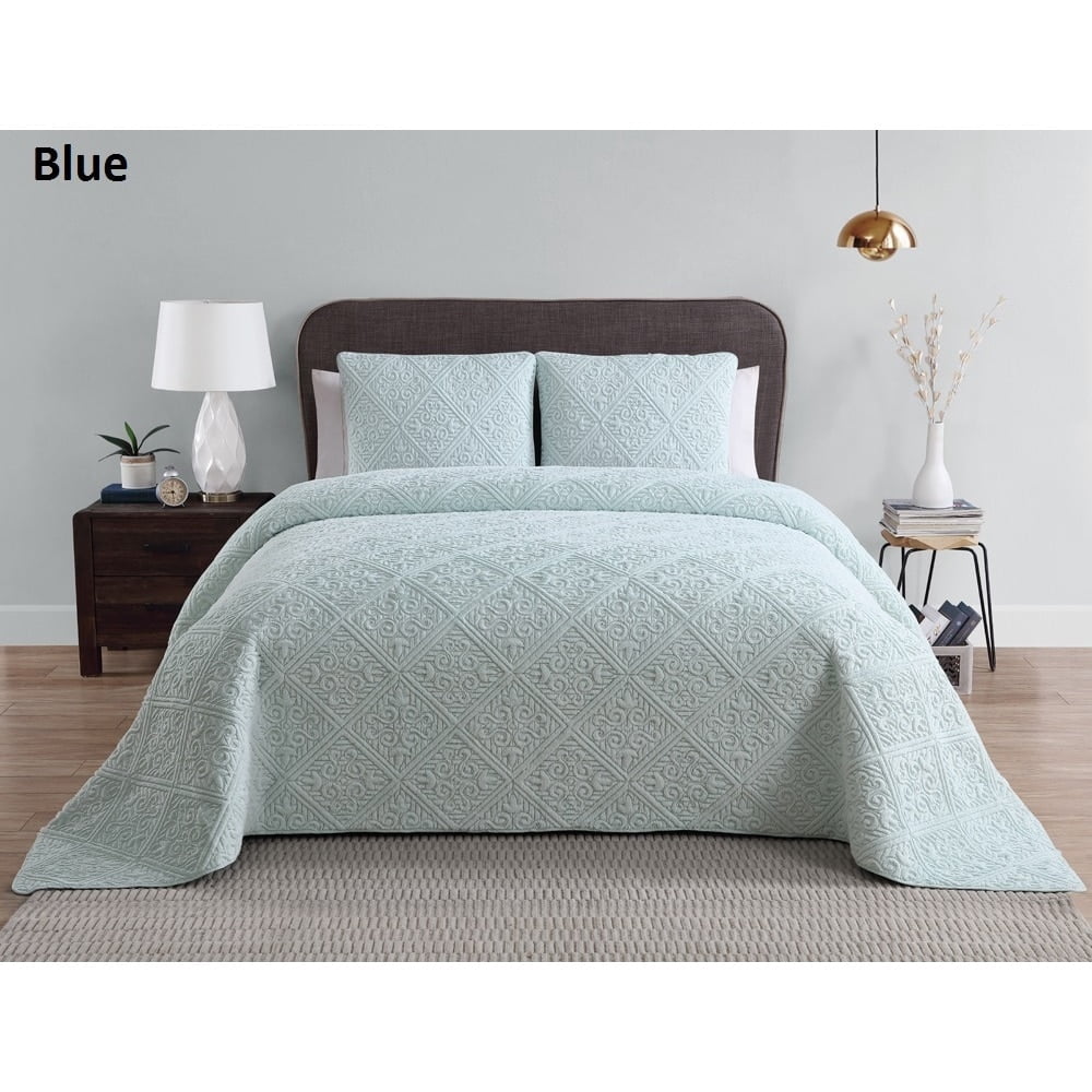 VCNY Home Westland Embroidered Plush 3 Piece Bedspread, Multiple Colors ...