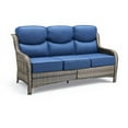 thumbnail image 2 of Unnifurnzi Outdoor Sofas All Weather Wicker Outdoor Couch with 6 Inch Thick Cushions Outdoor Furniture Couch for Porch Poolside Balcony-Gray/Blue, 2 of 7