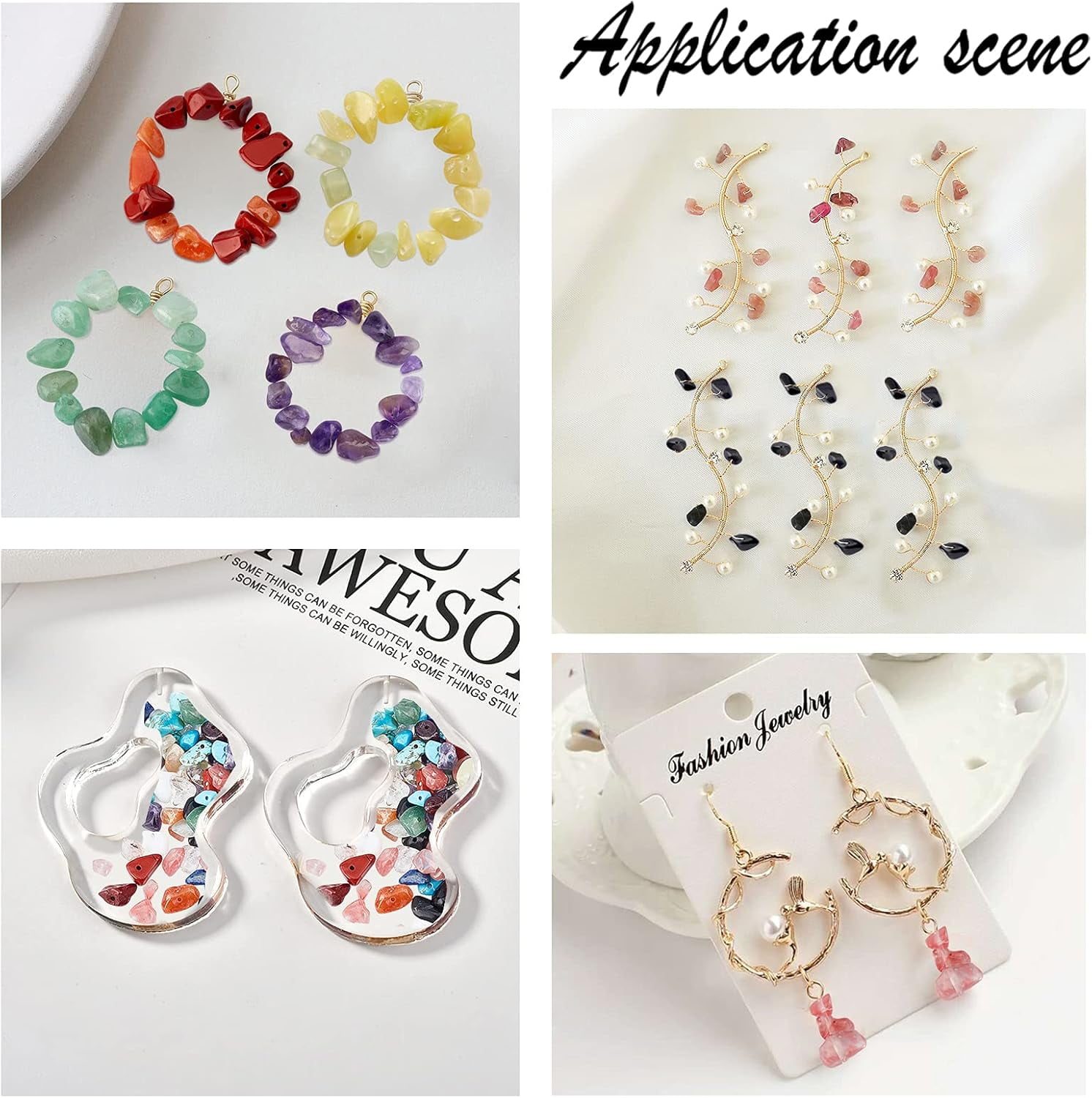 DIY Stretch Bracelets and Wire Wrapped Pendants Making Kits Including Gemstone Chip Beads Aluminum Wire Elastic Beading Thread 3~8x4~8mm Hole: 1mm 15materials 15g/material 225g