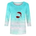 thumbnail image 4 of Besolor Chemises de Noël 3/4 pour Femmes Imprimées Col Rond Tuniques Décontractées Grande Taille Blouses de Vacances, 4 of 4