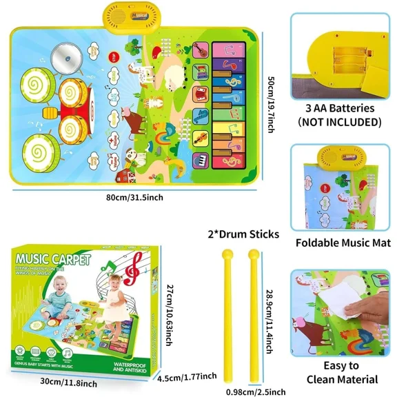 Yousxin Toddler Toys for 1 Year Old Boys Girls,3 in 1 Animal Musical Play Mat with Piano & Drum for Montessori Sensory, Ages 1-4 Years Old