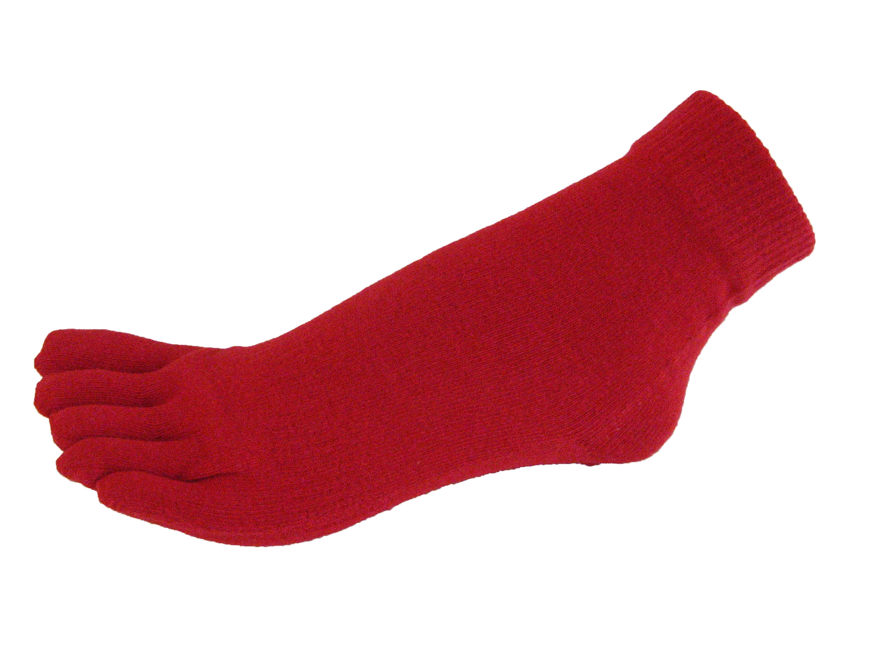 Couver Couver 5 Finger Toes Ankle Toe Socks 1 Pair, Red, Large