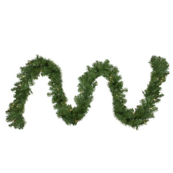9' x 18" Pre-Lit Deluxe Windsor Green Pine Christmas Garland - Clear Lights