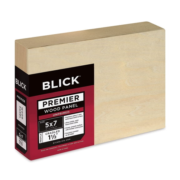 Blick Premier Wood Panel - 5" x 7", 1-1/2" Gallery Profile, Cradled
