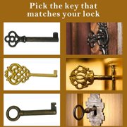 19Pcs Universal Skeleton Keys Replacement,Hollow Barrel Skeleton Key Set for Vintage Old Furniture, Antique Furniture, Cabinet Doors