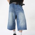 thumbnail image 2 of QHFBli Mens Loose Denim Shorts Jean Jorts Shorts Hop Cropped Jeans Work Denim Shorts With Cargo Pockets, 2 of 5