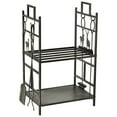 thumbnail image 1 of CoSoTower 2-Layer Heavy Duty Firewood Rack Wood Log Fireplace Stacker w/ 4 Tools, Black and Gold, 1 of 7