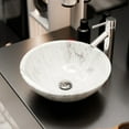 thumbnail image 4 of NOSV-CWCH White Carrara Marble Natural Stone Vessel Sink with Chrome Umbrella Drain, 4 of 4