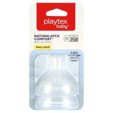 Playtex Baby NaturaLatch Silicone Baby Bottle Nipples, Slow Flow, 2 Pack