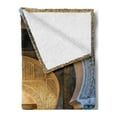 thumbnail image 2 of Moroccan Soft Flannel Fleece Blanket, Typical Moroccan Door to Old Medina Mediterranean Historical Arch Entrance Artwork, Cozy Plush for Indoor and Outdoor Use, 50" x 70", Beige Blue, by Ambesonne, 2 of 5