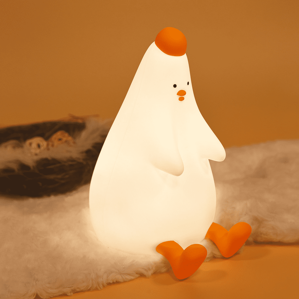 Children Night Light, Cute Chicken Children Night Light, High-Grade Silicone Baby Bed Night Light, 7 Color