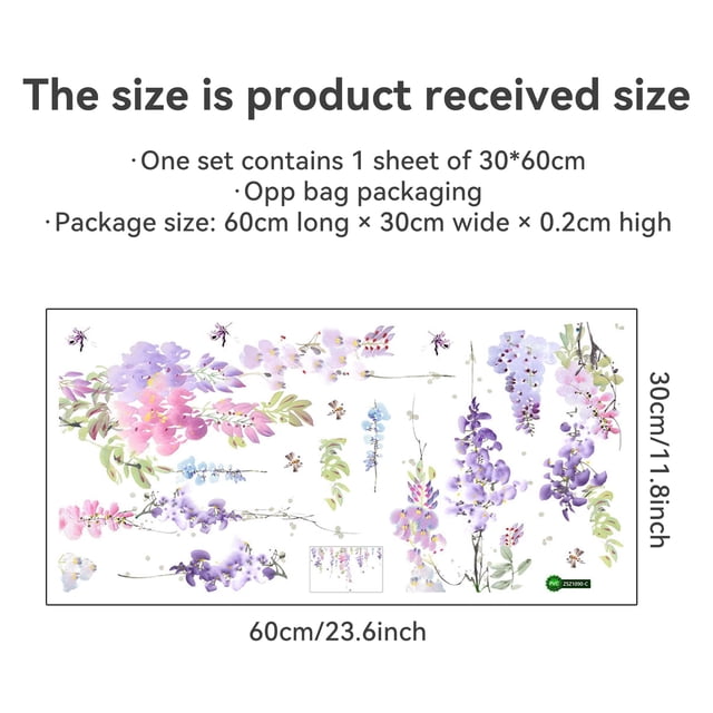 Pegatinas de Pared de Flores Injueey PVC Creativo Adhesivo Táctil Personalizado