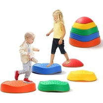 Kids Stepping Stones, 5-Pack Non-Slip Balance Stones for Kids — Plastic & Rubber Sensory Balance Toys for Toddlers (Ages 2–6), Indoor & Outdoor Obstacle Course