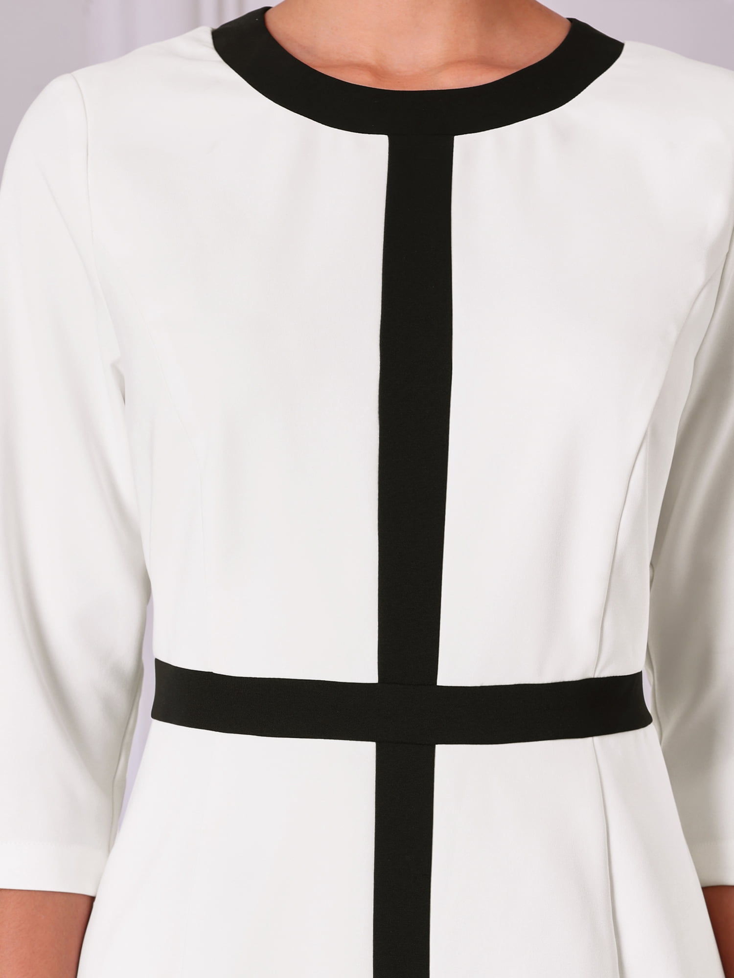 DARING DIVA Work Sheath Contrast Color Pencil Dress M White Black