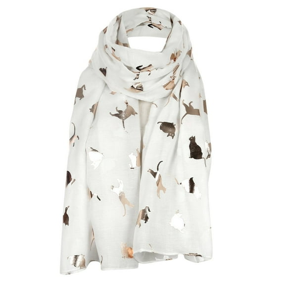 Yuanlong Winter Scarves Womens Lightweight Cat Cartoon Print Long Shawls Wraps Spring Versatile Cozy Capes Scarf One Size