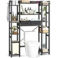 thumbnail image 3 of Over The Toilet Storage with 2 Drawers - iSunirm 11 Tier Bathroom Organizer Freestanding Space Saver Storage Rack with Adjustable Shelf & 4 Hooks for Restroom, Laundry, Black Oak, 3 of 8