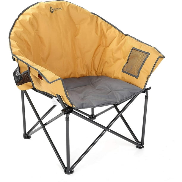 ARROWHEAD OUTDOOR Oversized Heavy-Duty Club Folding Camping Chair w/External Pocket, Cup Holder 
