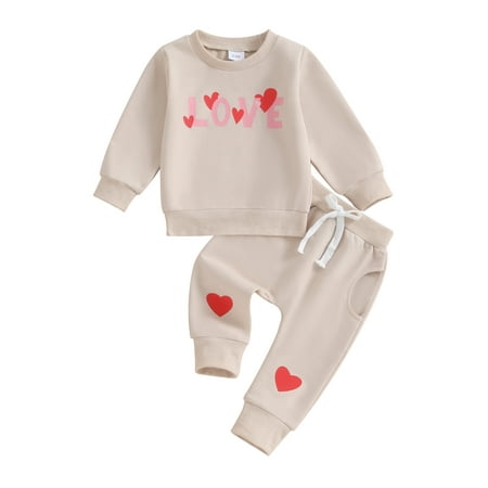 

Mioliknya Toddler Girls 2 Piece Outfit Valentine s Day Sweatshirt and Pants