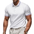 thumbnail image 2 of Cotton Short Sleeve Polo Shirts for Men 3 Button Slim Fit Golf T Shirts Wrinkle Resistant Breathable Moisture Wicking Business Casual Wear Tops , #02 White, L, 2 of 7