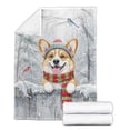 thumbnail image 2 of Playful Corgi Welcomes Winter Snowy Day with Cardinal Bird Cozy Fleece Blanket Welsh Corgi Dog Lover Gifts Idea Warm Soft Throw Blanket - 2017, 2 of 5