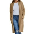 thumbnail image 5 of Baberdicy Cardigan Sweater Women's Autumn and Winter Solid Color Fashionable Thin Lapel Long Woolen Coat Casual Cardigan Women's Cardigans Coffee, 5 of 8