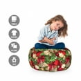 thumbnail image 2 of Christmas Storage Toy Bag Chair, Tree Branches Spruce Leaves Balls Bells Cones Poinsettia Flowers Mistletoe Berry, Stuffed Animal Organizer Washable Bag, Small Size, Multicolor, by Ambesonne, 2 of 3
