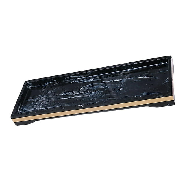 Bandeja de tocador de baño Organizador de encimera de tocador Bandeja de almacenamiento de tanque de inodoro de resina Negro