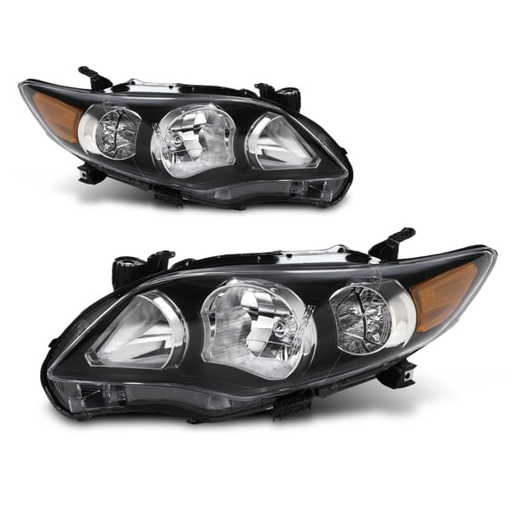 Pair Headlights Headlamp Housing Black Fit For 2011-2013 Toyota Corolla LE XLE