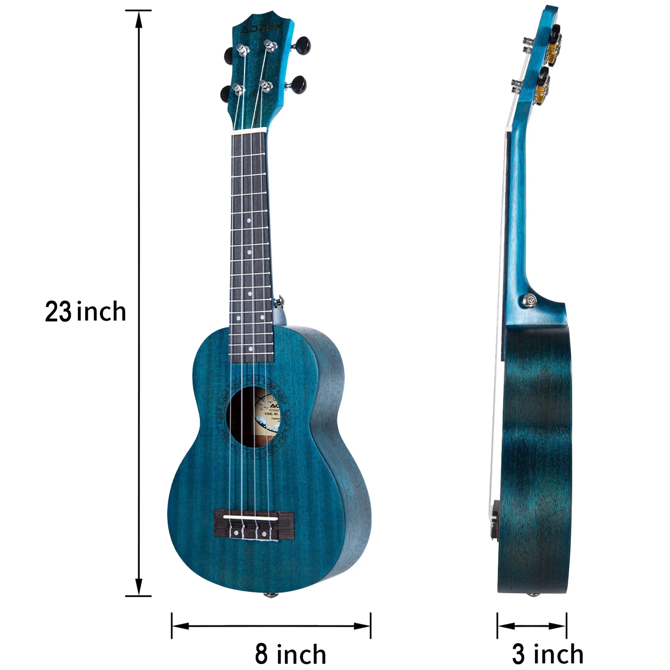 AODSK 23" Concert Ukulele Kit with Gig Bag, Strap, Extra Strings, Picks, Online Lesson, Ukelele Adult Beginner Series AUC-P06