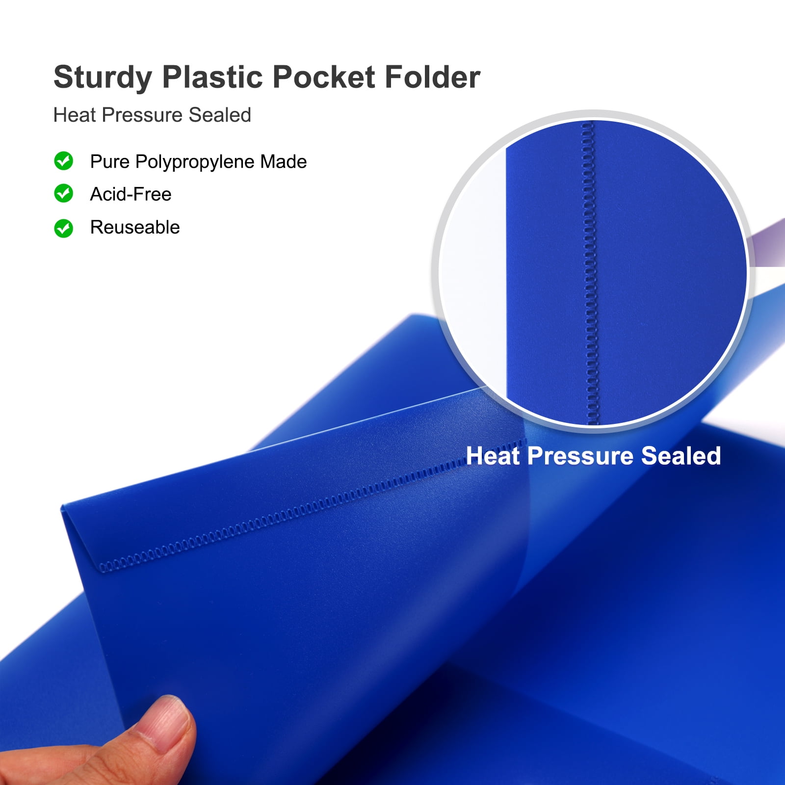 Vivin 12-Pack Sturdy Plastic Folder with 2 Pockets, Blue