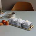 thumbnail image 4 of Glass Serving Platters With 3 Compartments And Matching Lid and Tray For Snacks Appetizers Kitchen Essential, 4 of 11